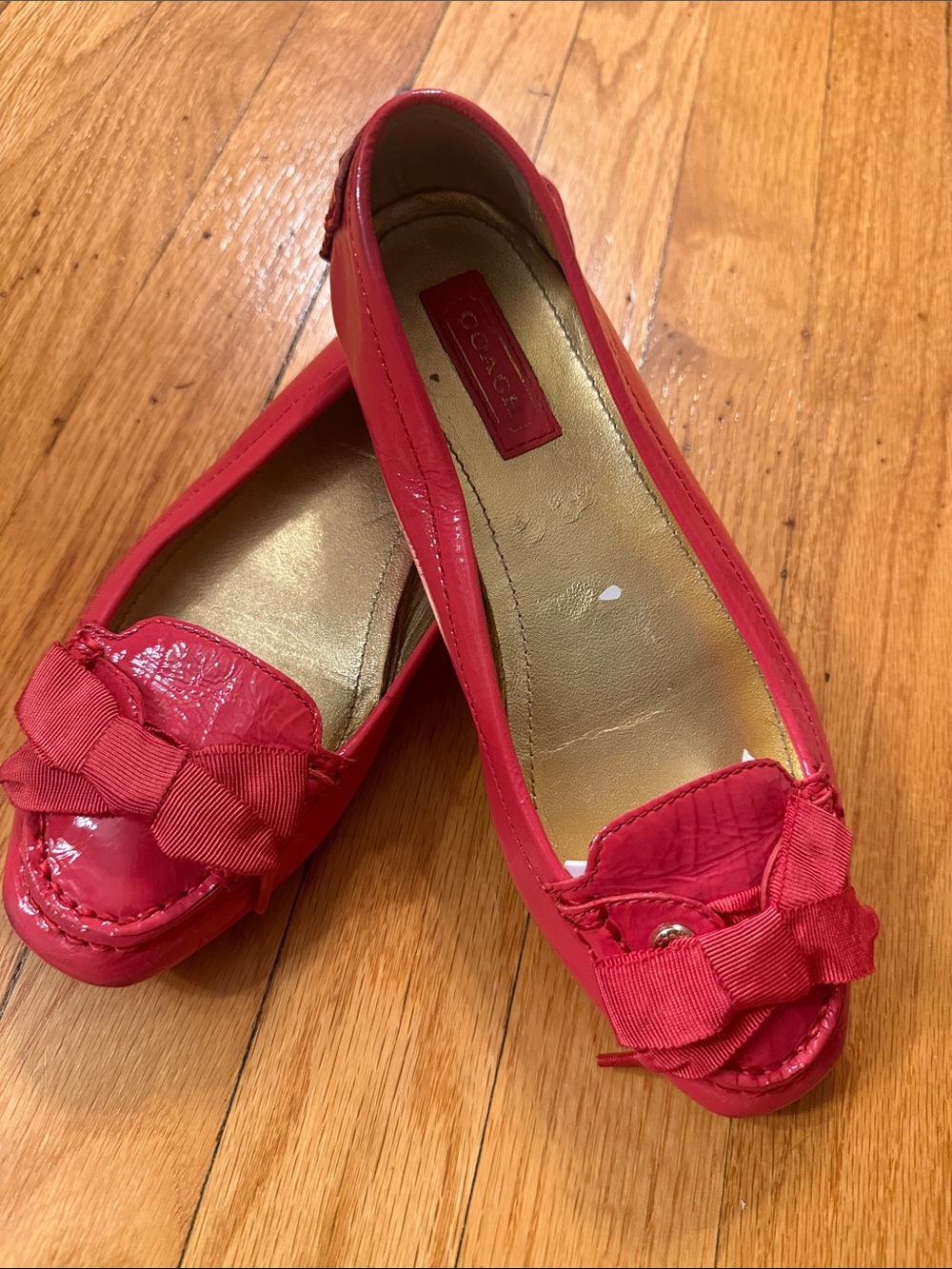 Coach Tipper Patent Leather Bow Loafers